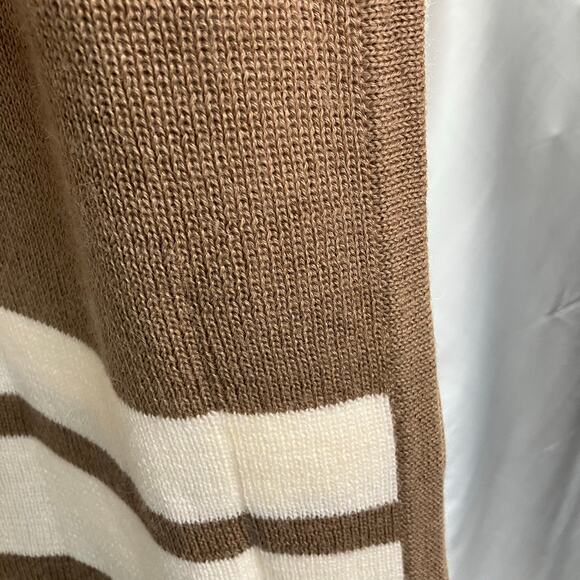 Brochu Walker Open Front Sweater Womens One Size Knit Brown Cream Luxury - Picture 13 of 15